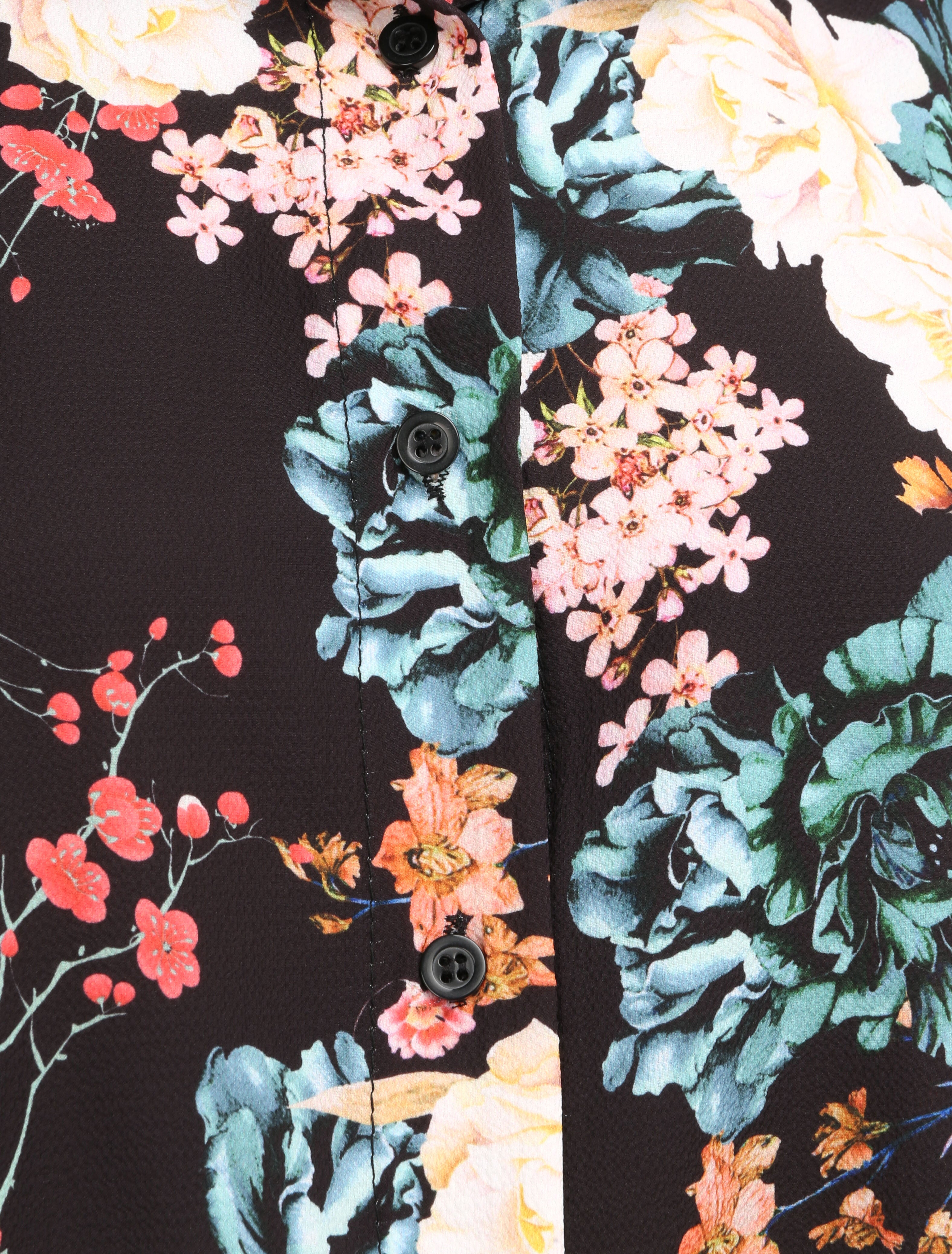 Chemise à nouer à imprimé fleurs sauvages - Noir - 3