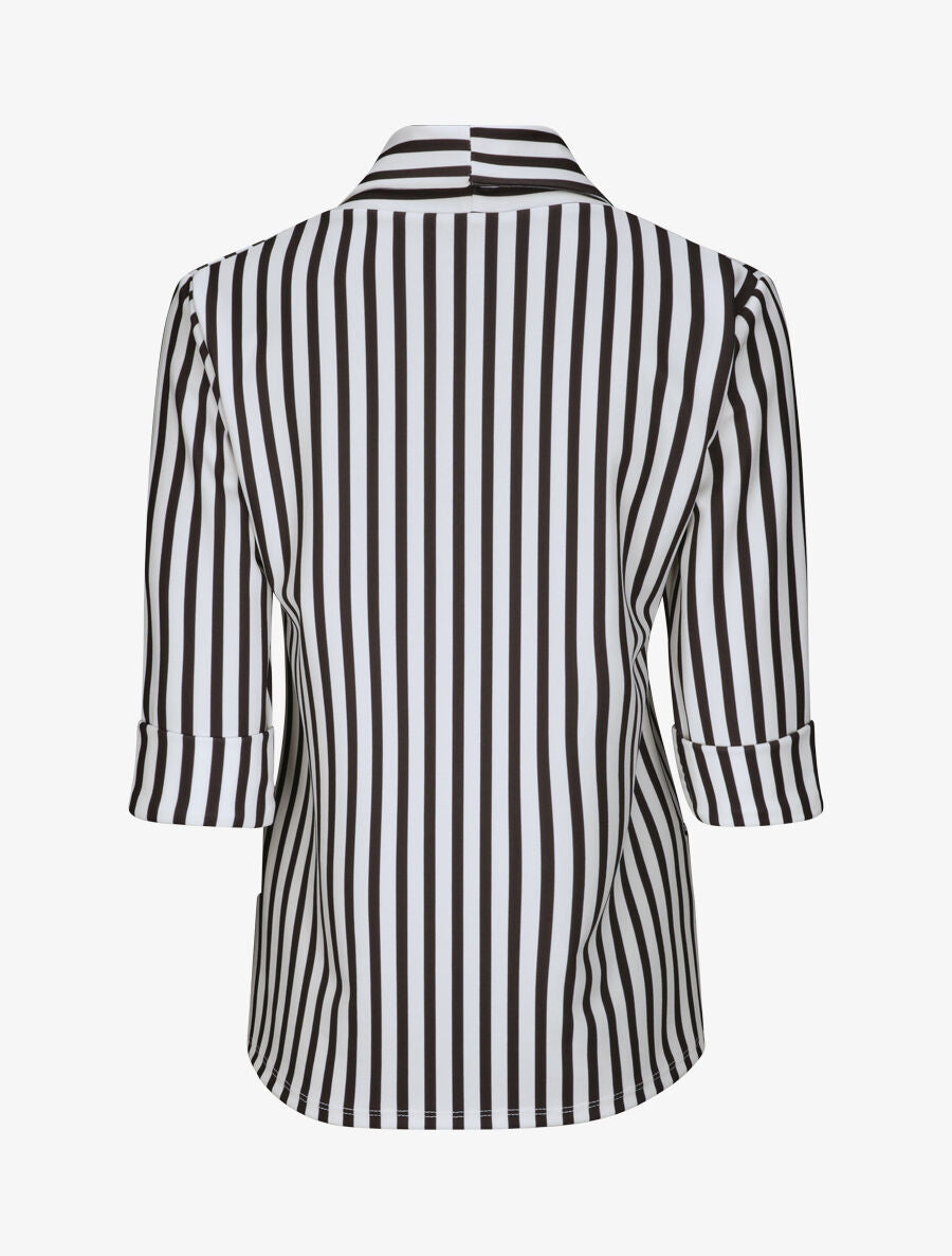 Blazer droit rayé à manches 3/4 - Noir - 3