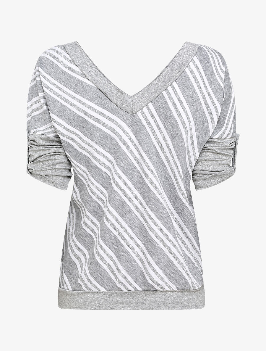 Top droit rayé irisé - Gris clair - 2