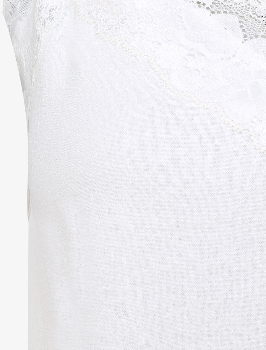 Caraco droit uni col dentelle - Blanc - 3