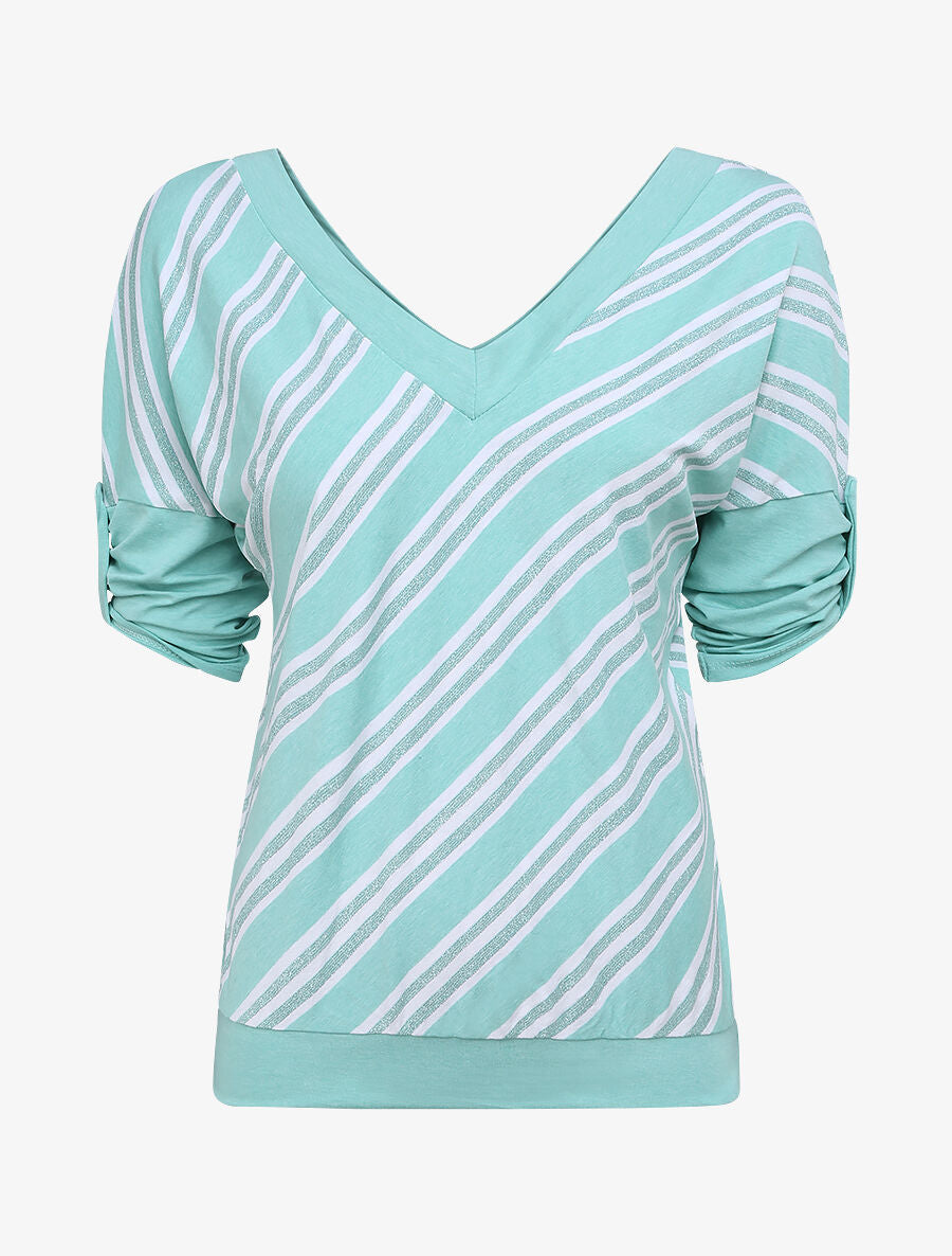 Top droit rayé irisé - Bleu clair - 4