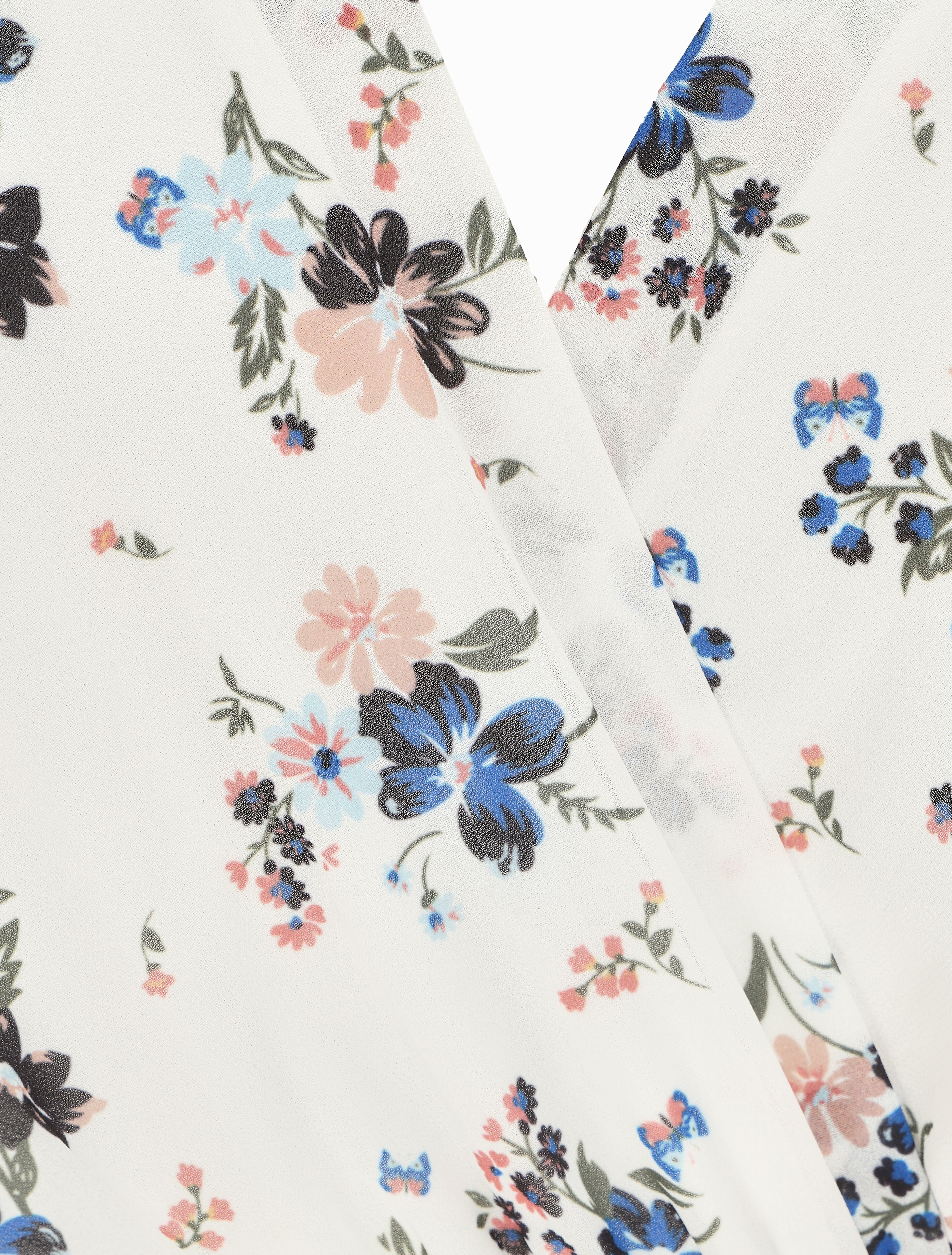 Robe longue à imprimé fleurs printanières - Blanc - 3
