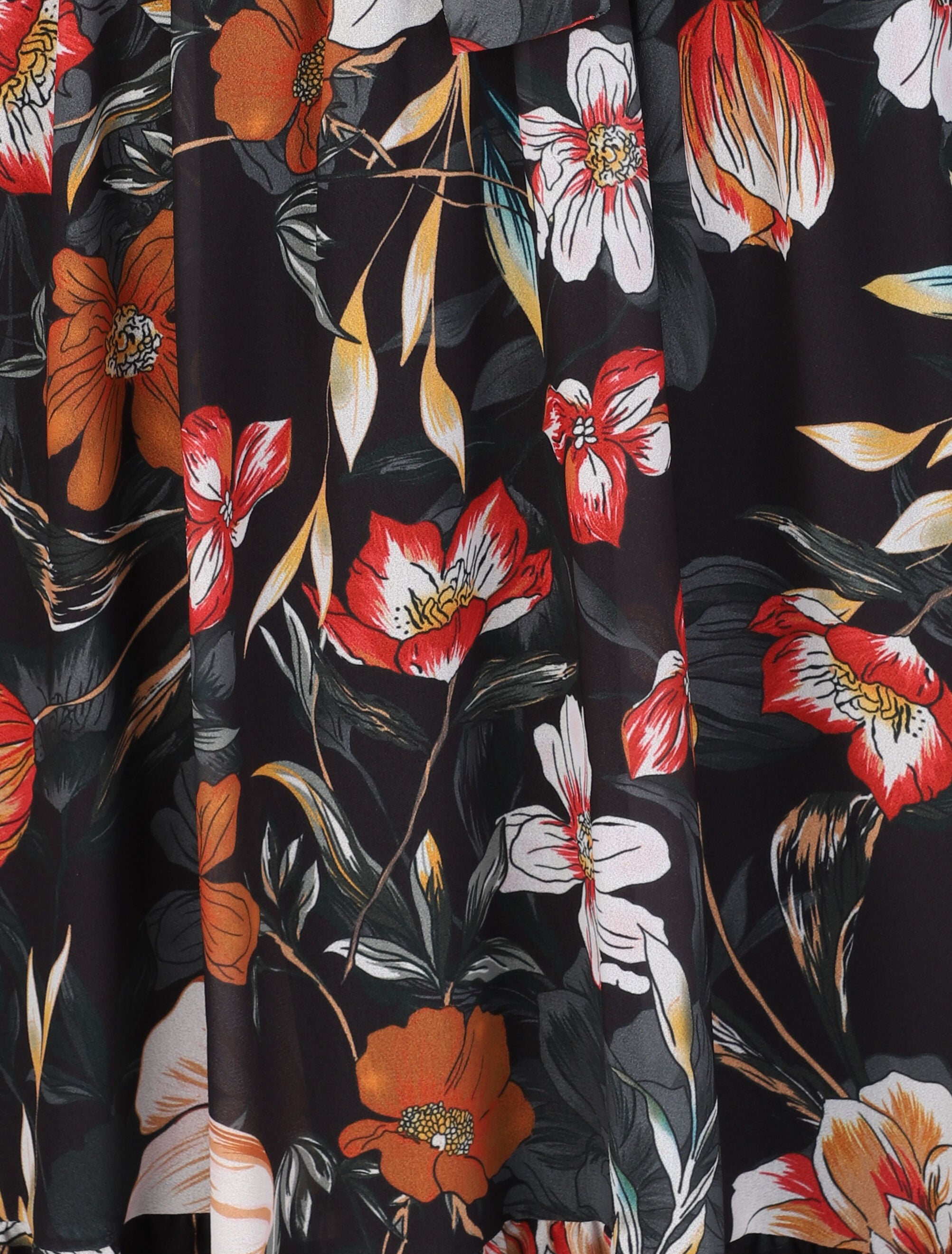 Robe cache-coeur à imprimé grandes fleurs - Noir - 3