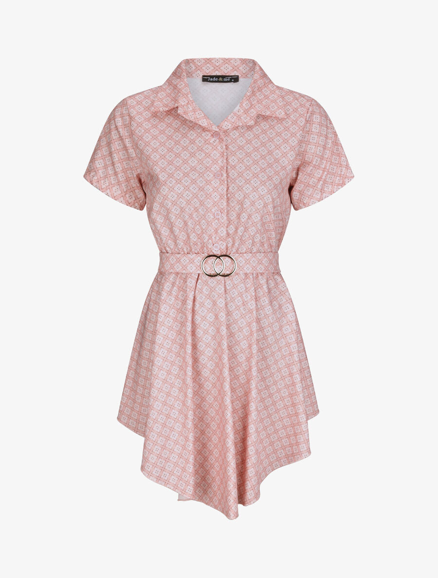 Tunique patineuse imprimé mosaïque à boucle dorée - Rose - 5