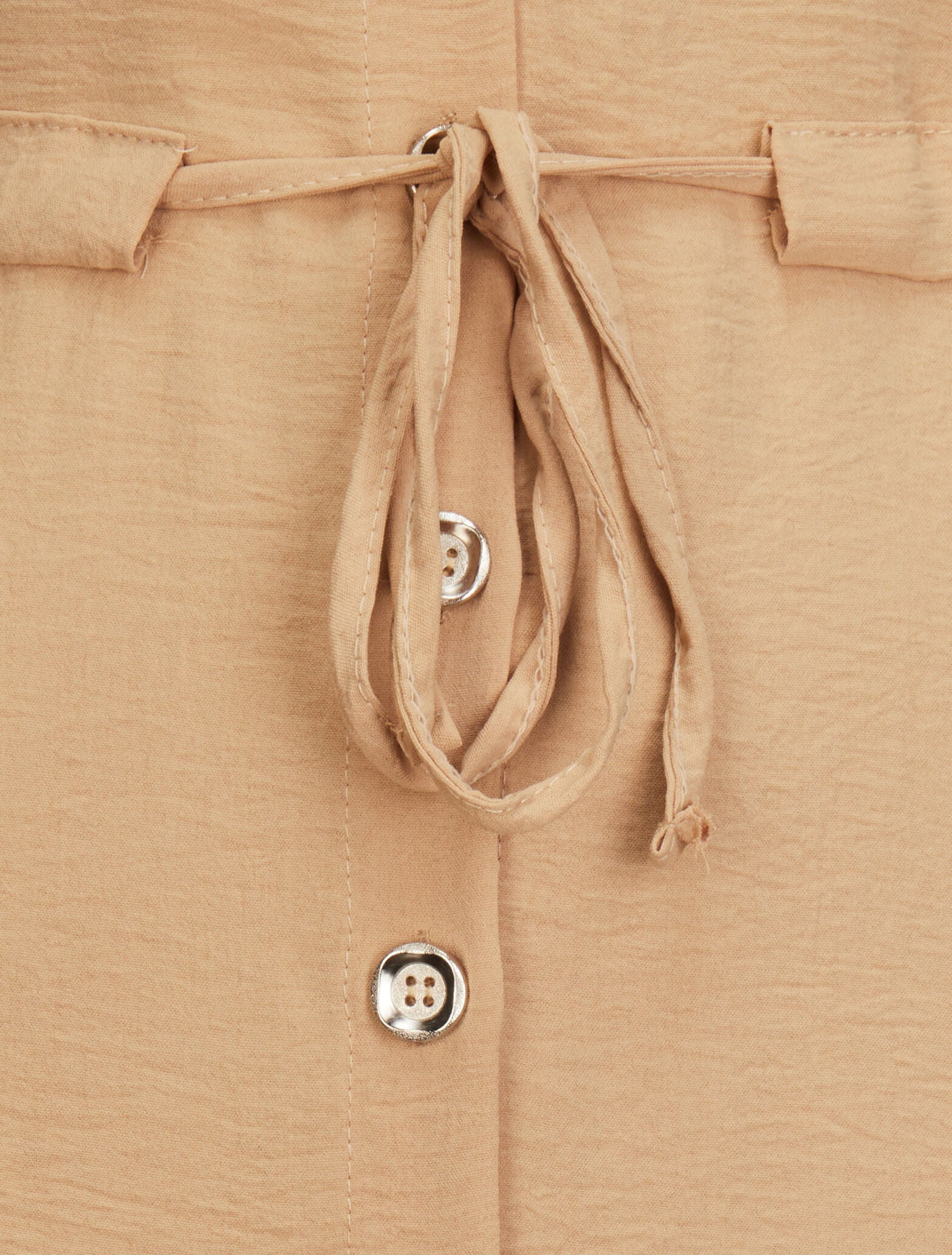 Robe chemise à taille élastiquée - Camel - 3