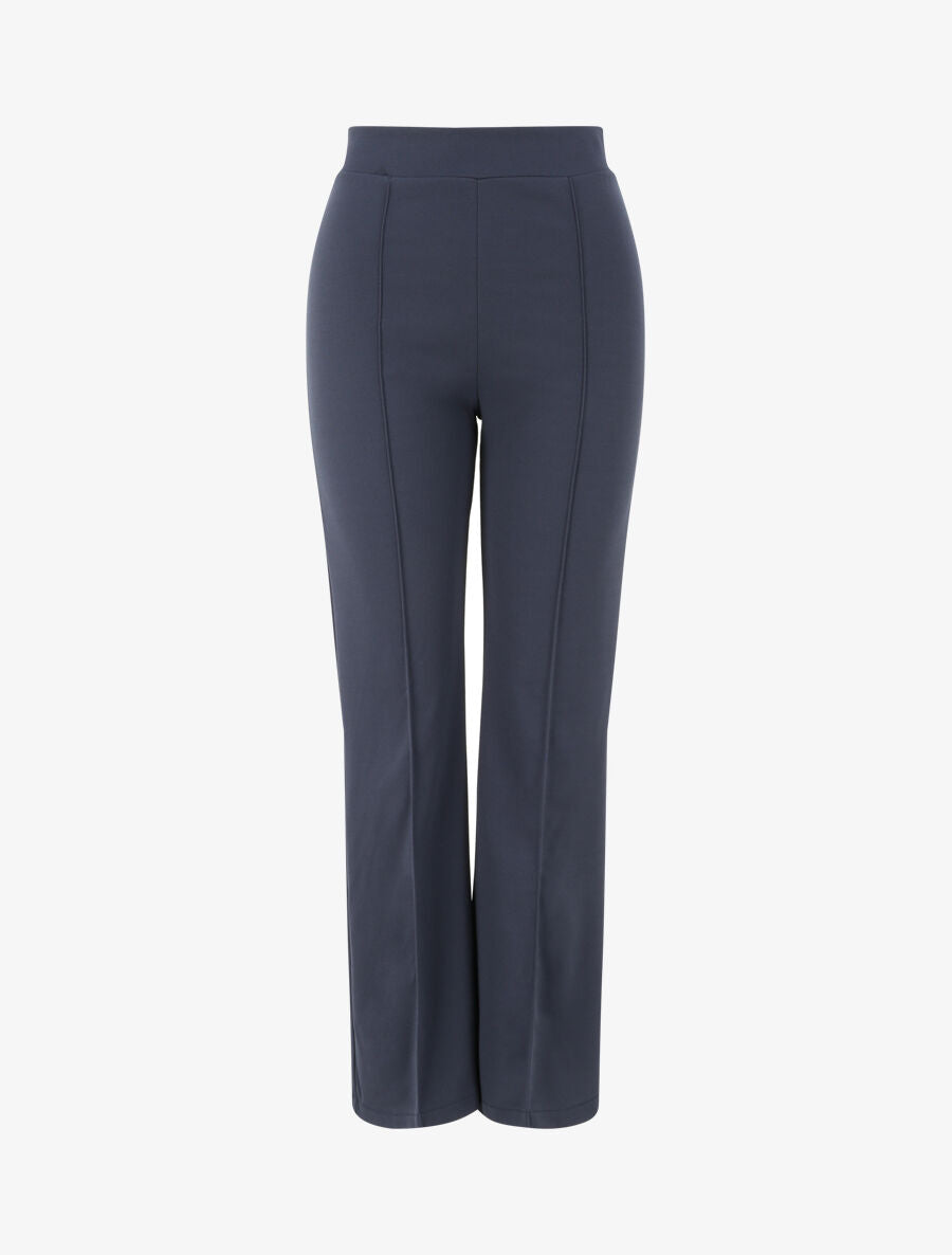 Pantalon droit uni taille haute - Marine - 1