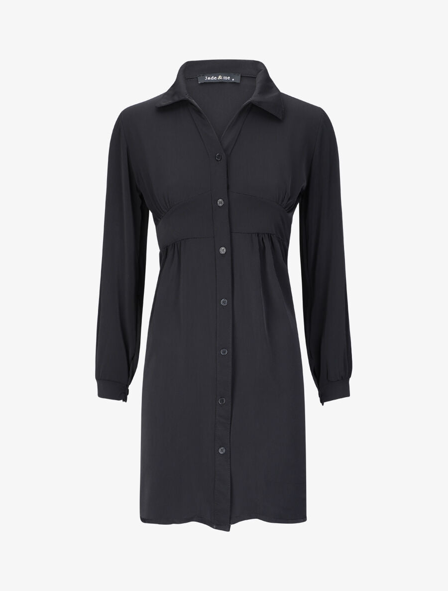 Robe chemise fluide - Noir - 4