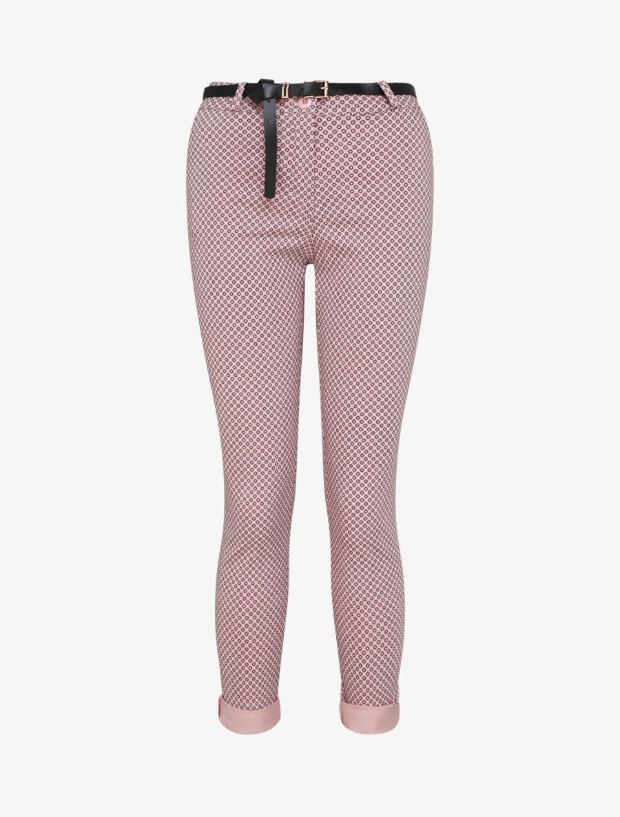 Pantalon 7/8 imprimé petites fleurs à revers - Rose - 4
