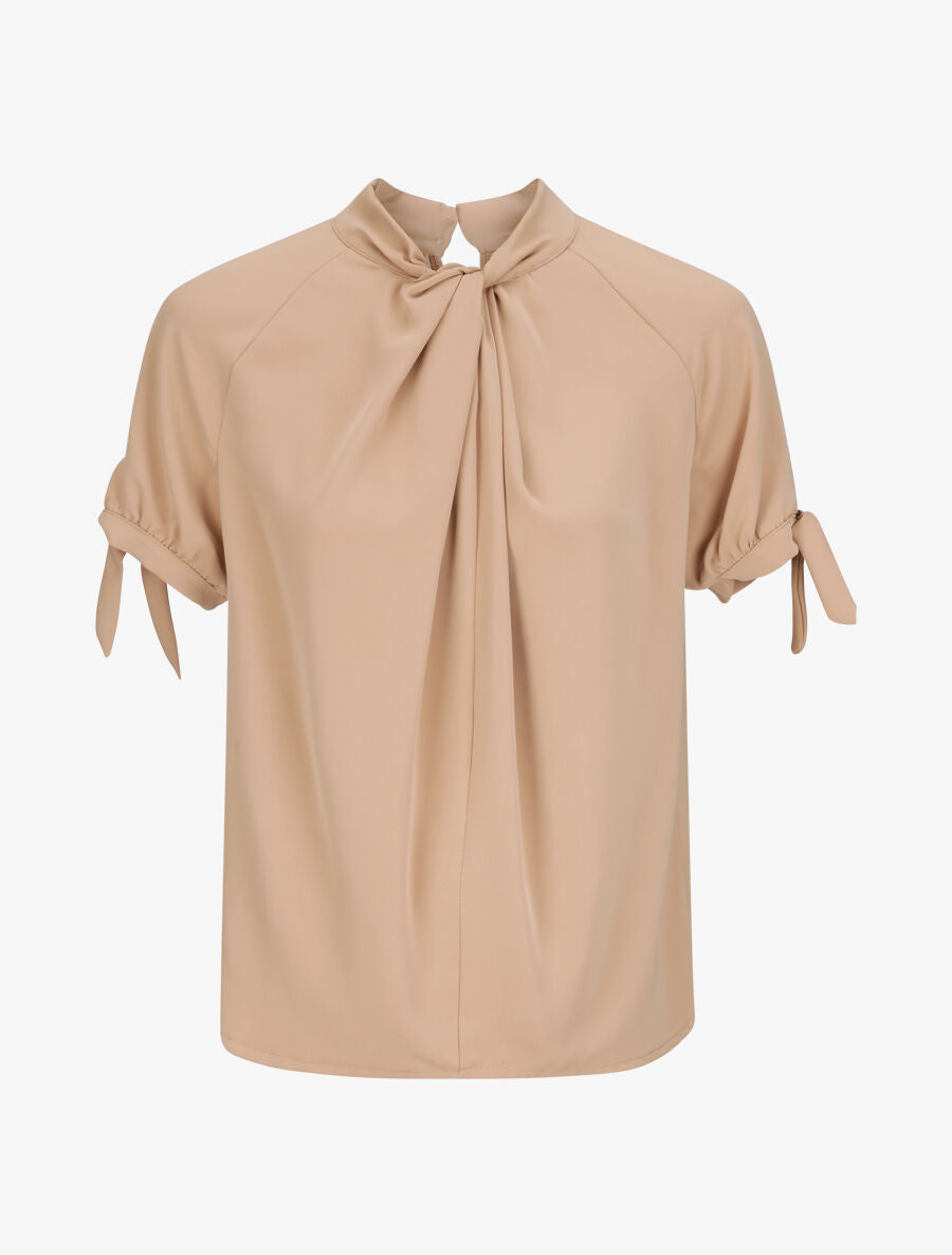 Top à col montant entrelacé - Beige - 4