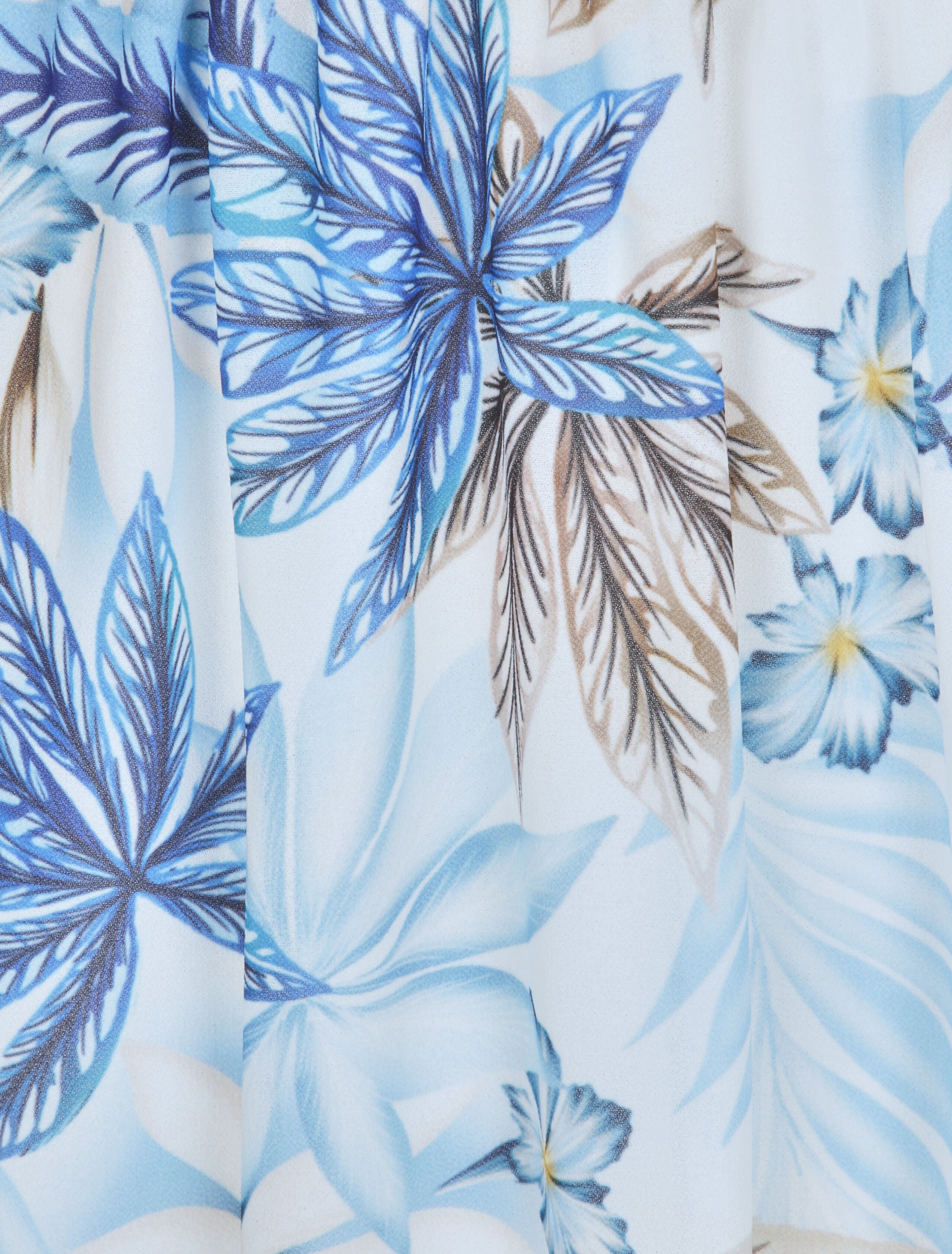 Robe patineuse à imprimé feuilles tropicales - Bleu - 3