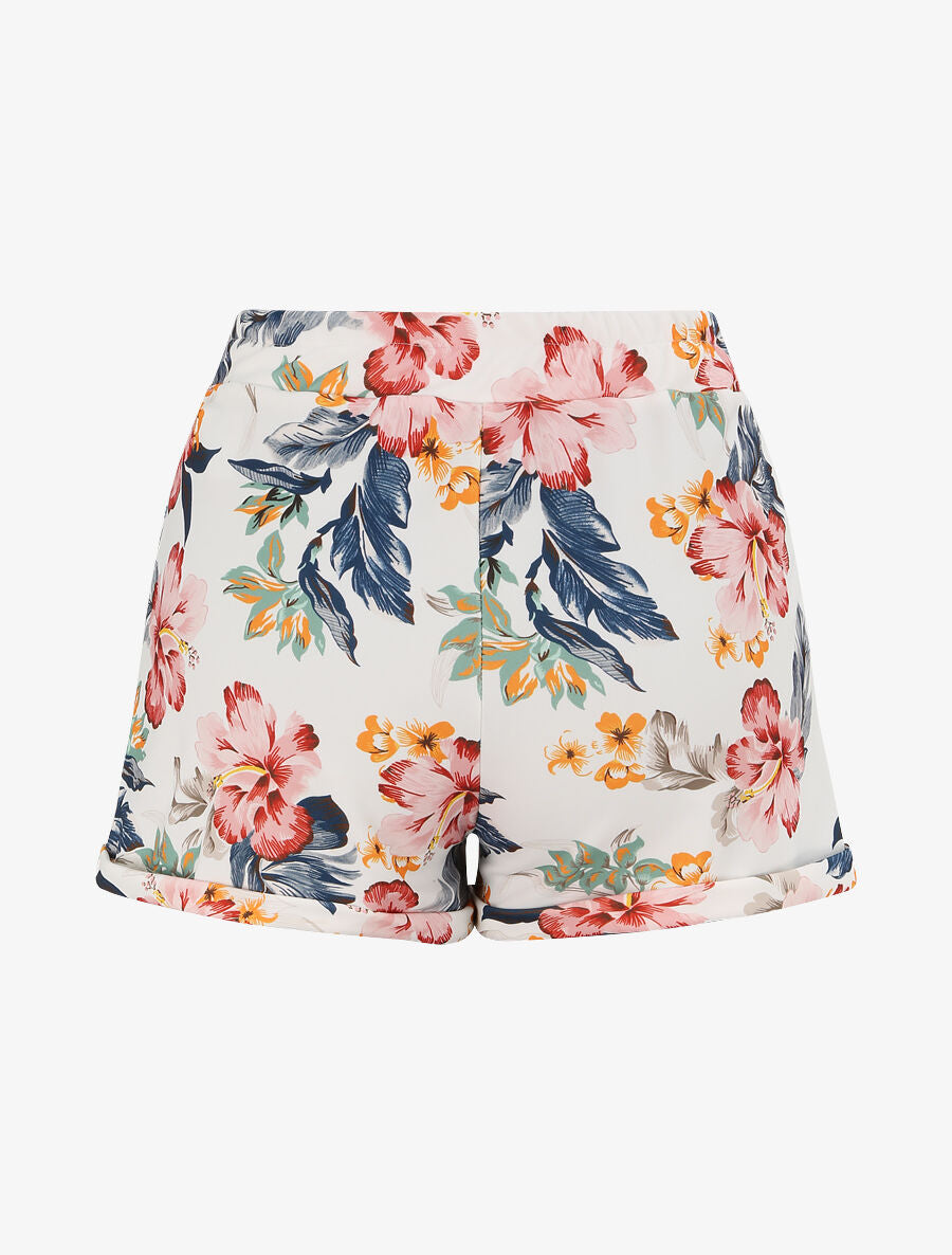 Mini short à imprimé fleuri et à revers - Rose - 2