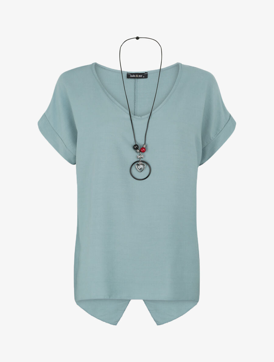 Top oversize à dos fendu - Bleu gris - 1
