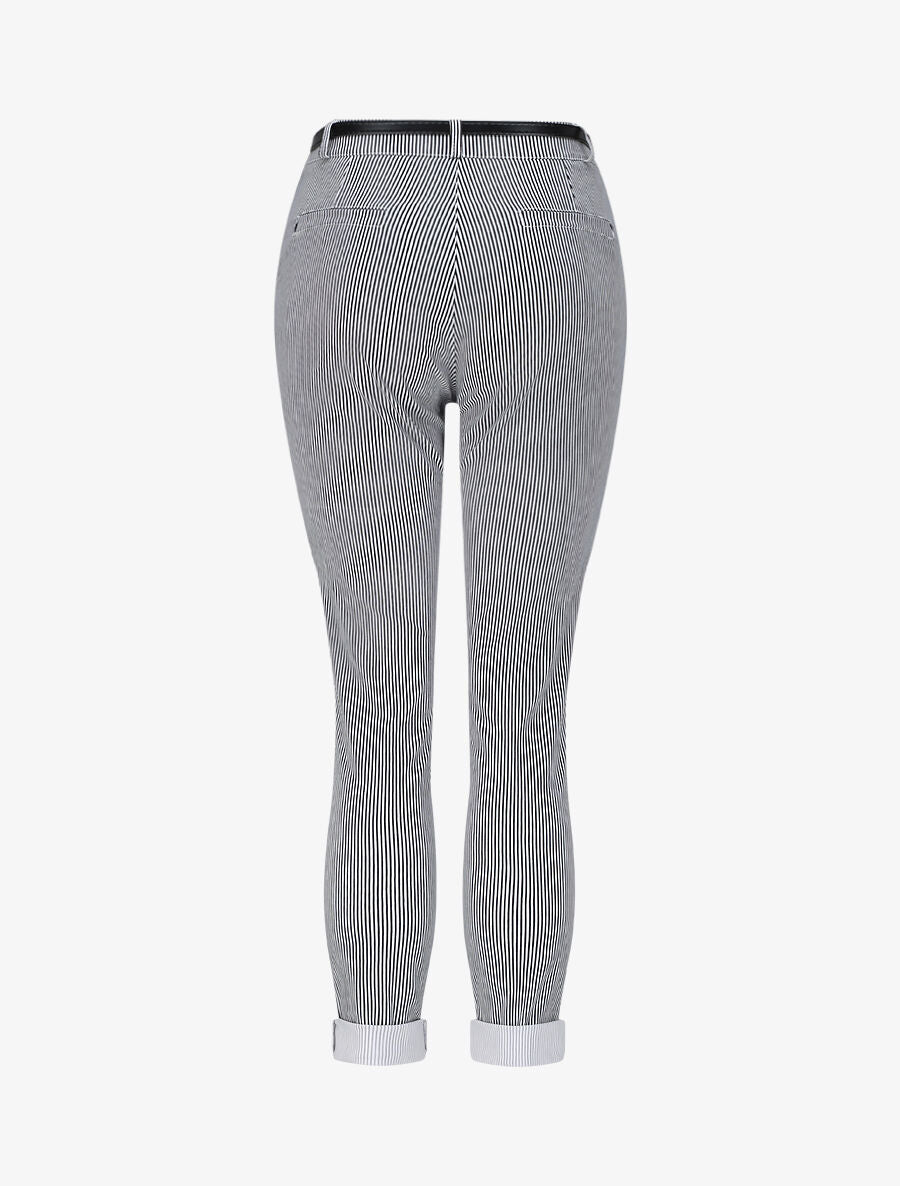 Pantalon à revers imprimé rayures - Noir - 2