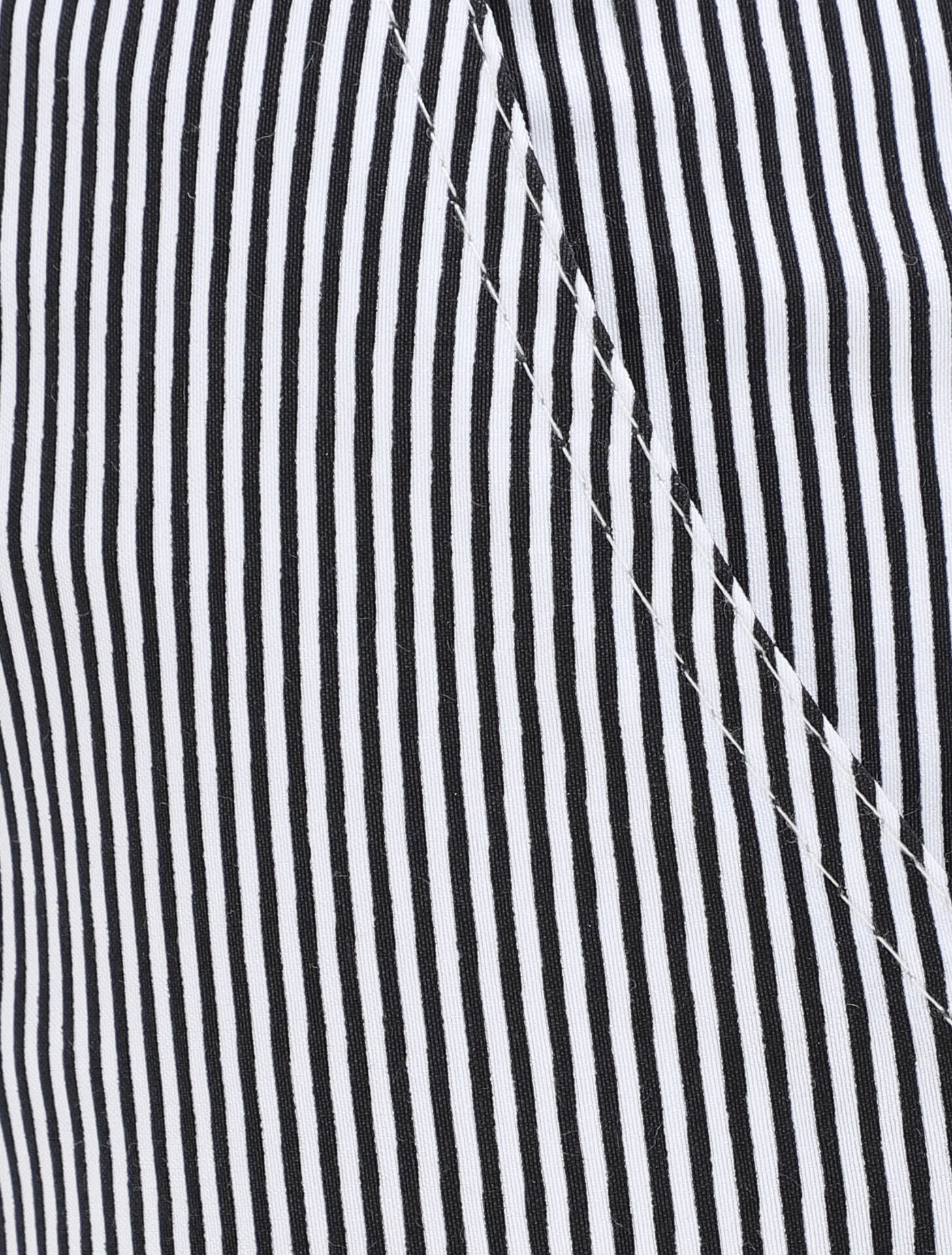 Pantalon à revers imprimé rayures - Noir - 3