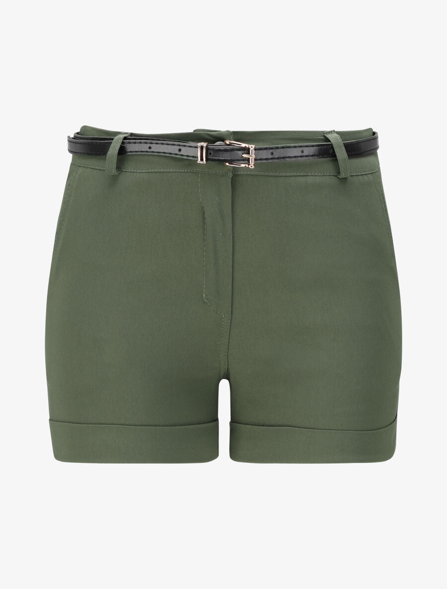 Short uni à revers - Kaki - 1