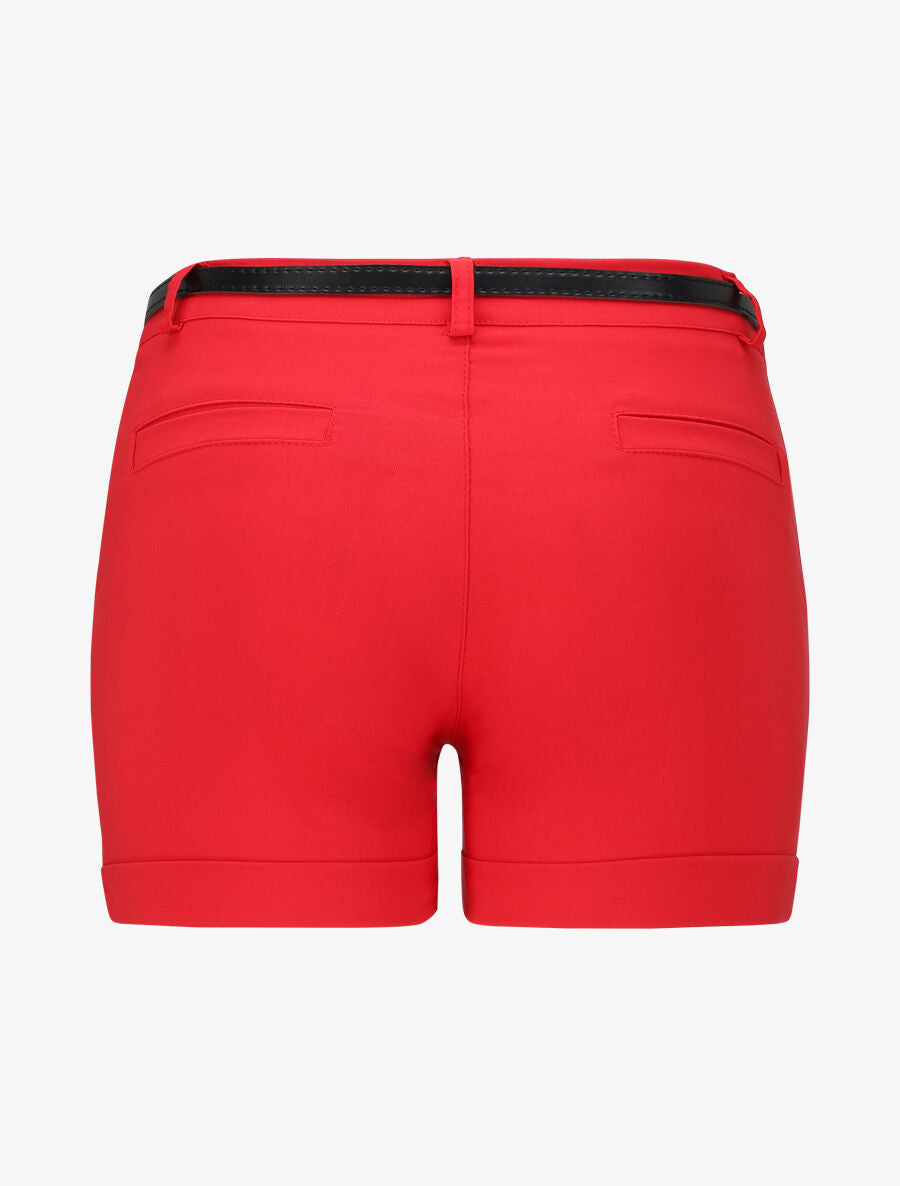 Short uni à revers - Rouge - 2