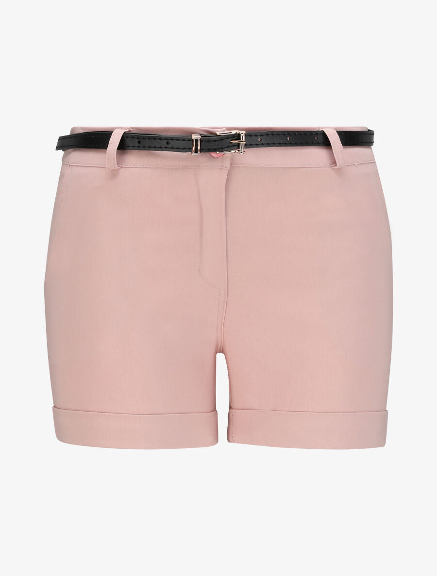 Short uni à revers - Rose - 1