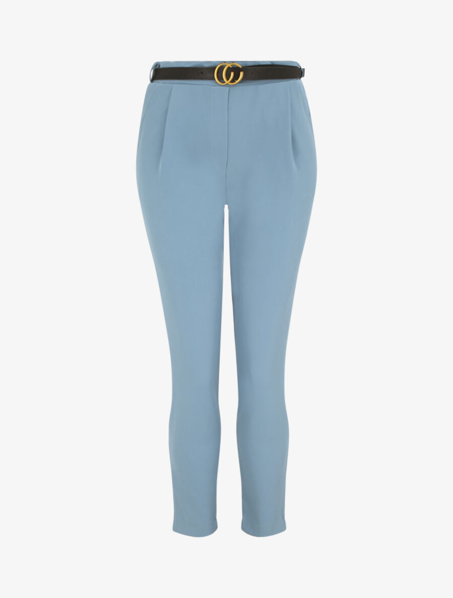 Pantalon à pince avec ceinture - Bleu ciel - 4