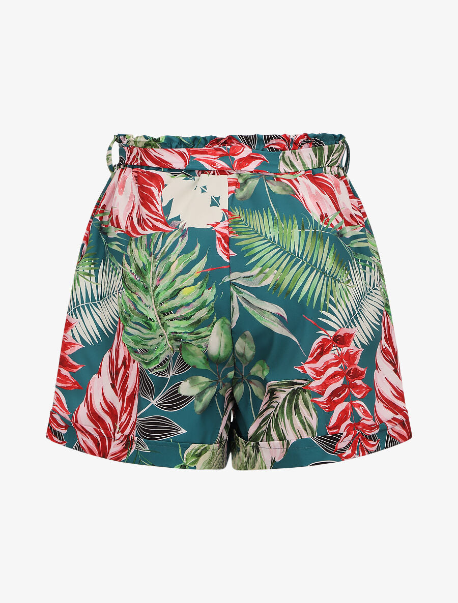 Short imprimé tropical à revers - Bleu canard - 2