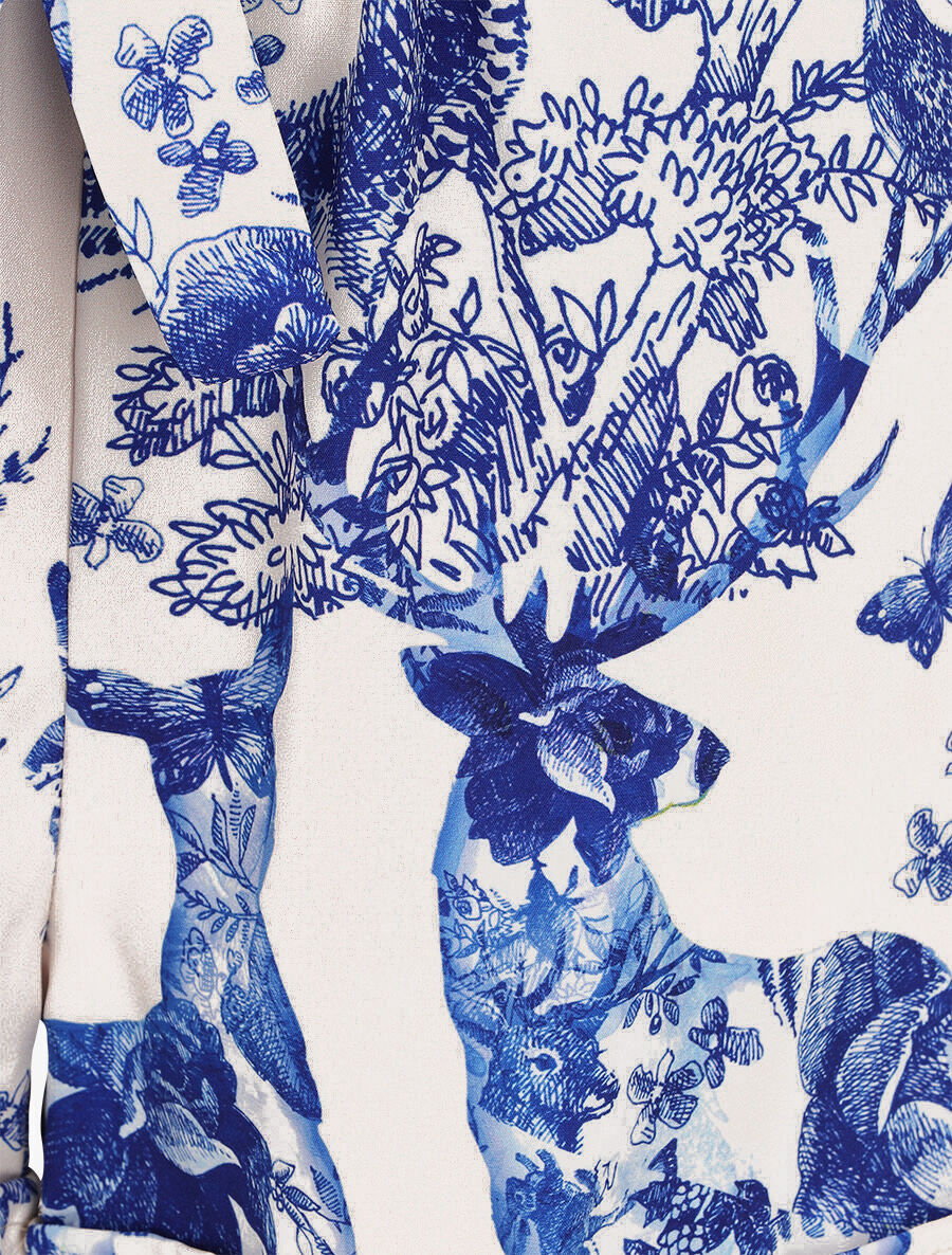 Short imprimé fleuri et animal à revers - Bleu roi - 3