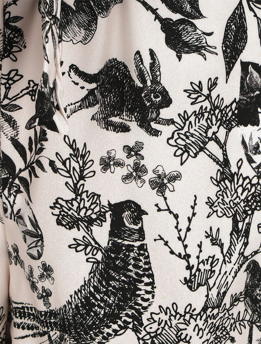 Short imprimé fleuri et animal à revers - Noir - 3