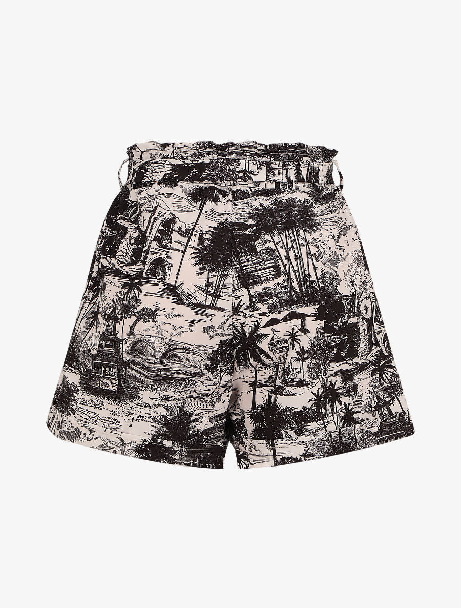 Short imprimé paysage à revers - Noir - 2