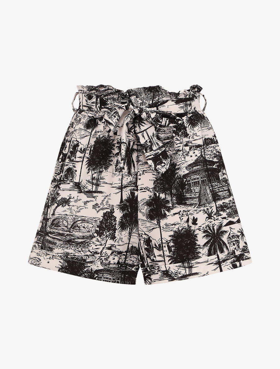 Short imprimé paysage à revers - Noir - 1