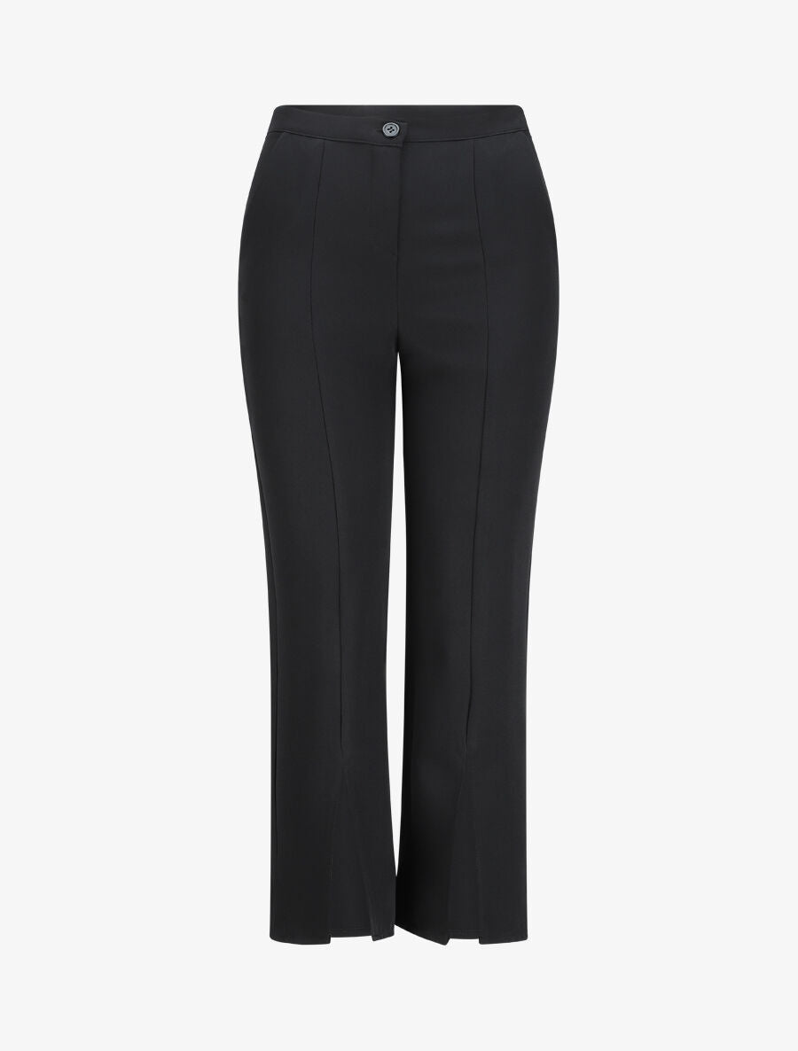 Pantalon fendu coupe droite - Noir - 4