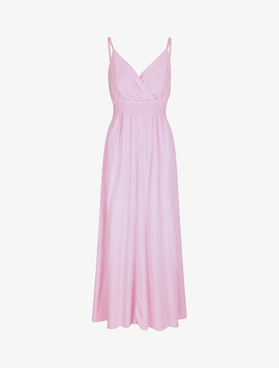 Robe longue empire unie à bretelles - Rose pâle - 2
