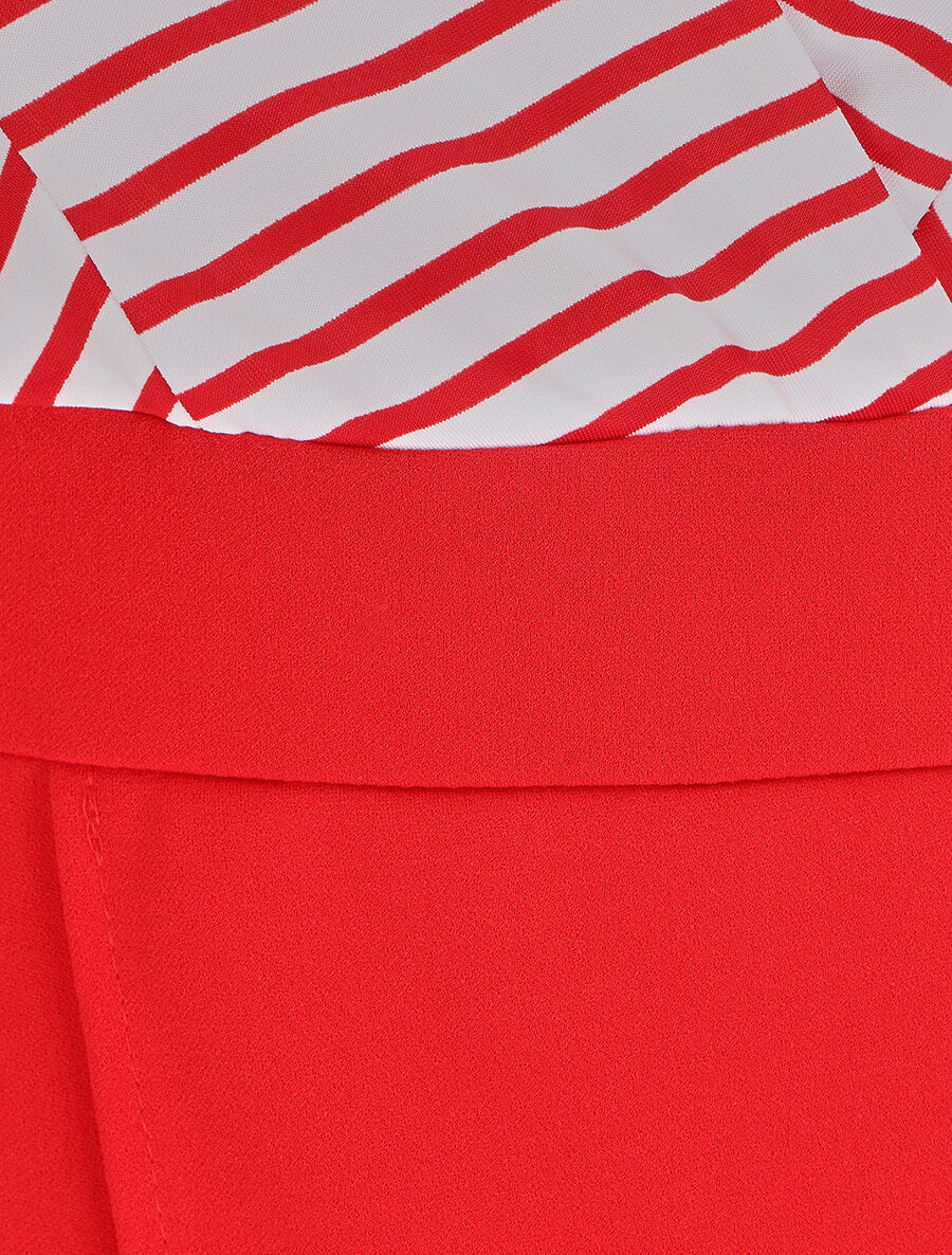 Robe cache-coeur à buste rayé - Rouge - 3