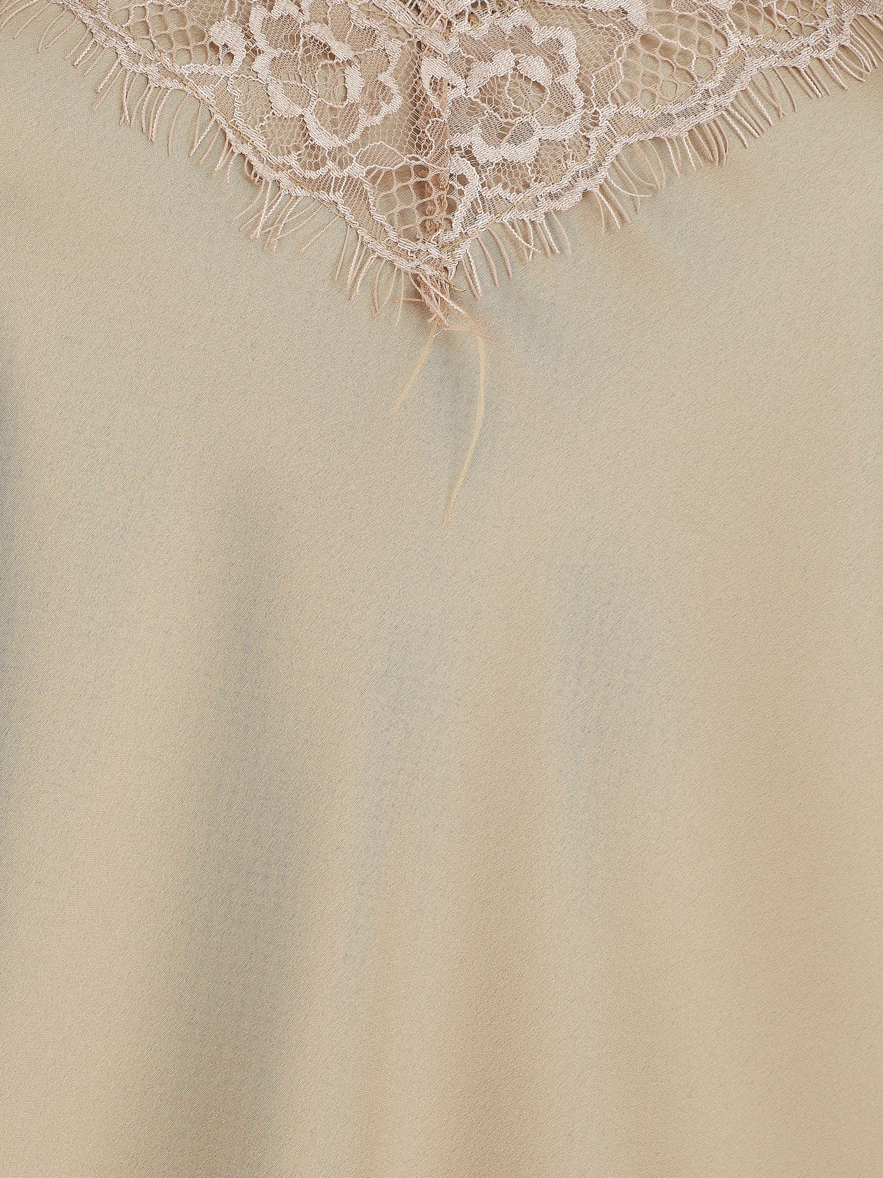 Caraco satiné à dentelle - Beige - 3