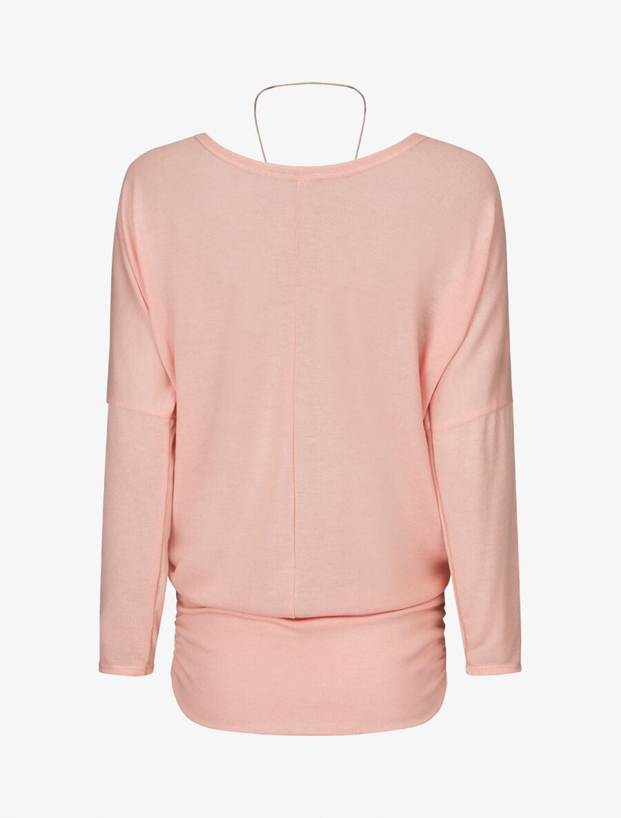 Pull à bords froncés - Rose - 2