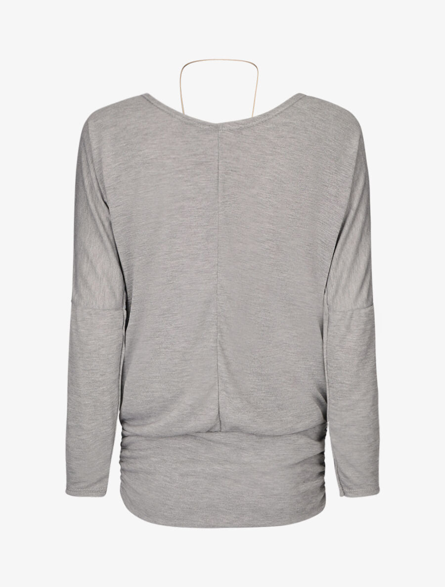 Pull à bords froncés - Gris - 2
