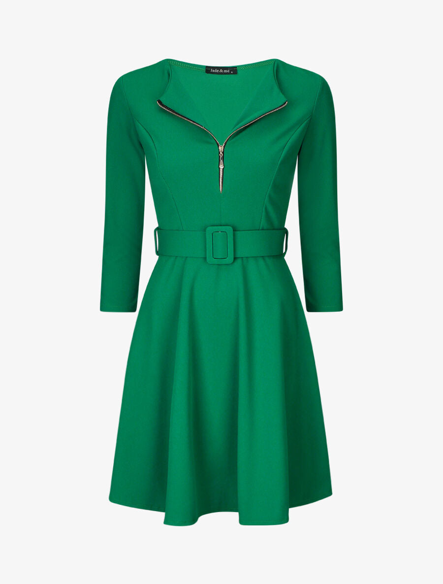 Robe patineuse à zip - Vert - 1