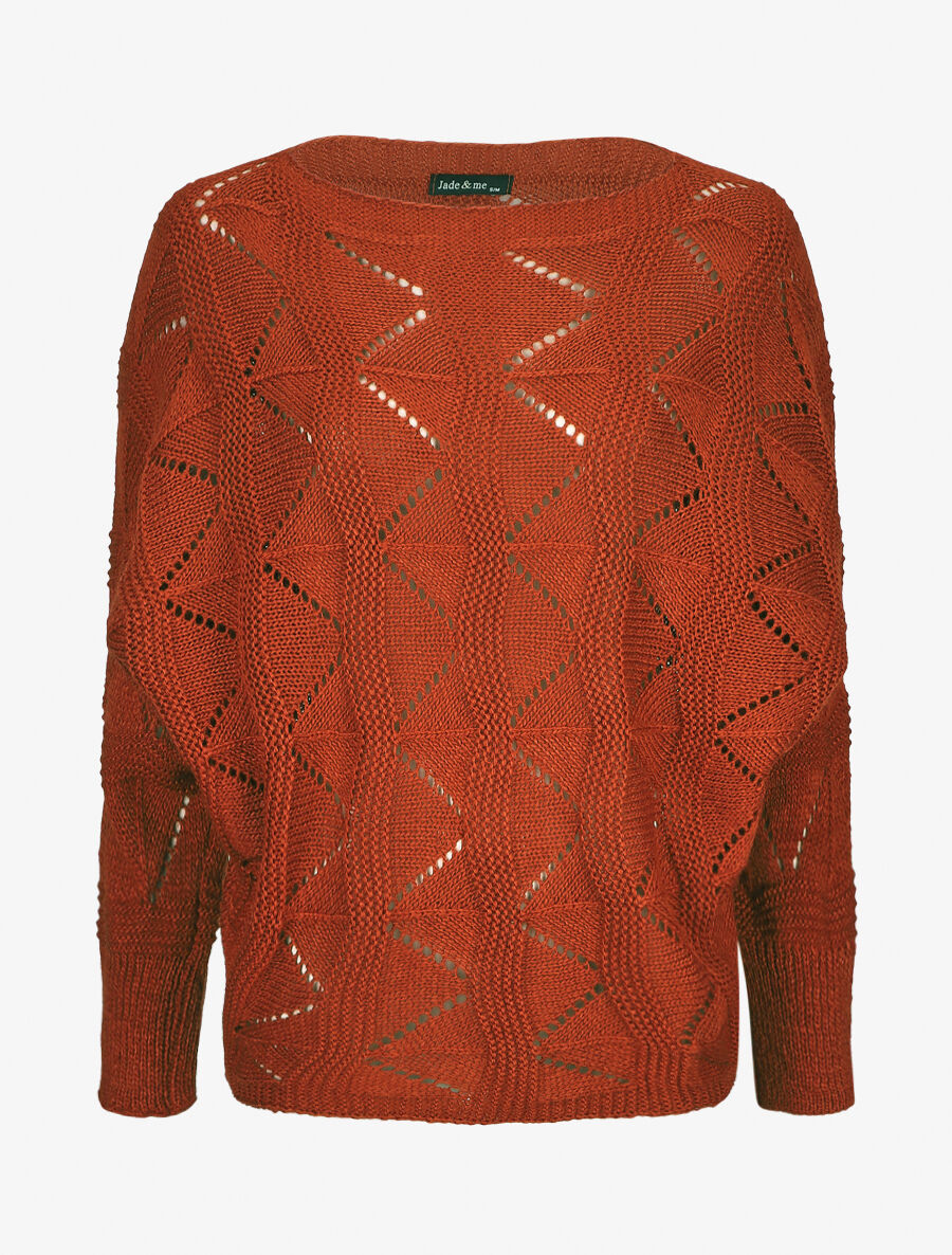 Pull en maille zigzag - Rouille - 1