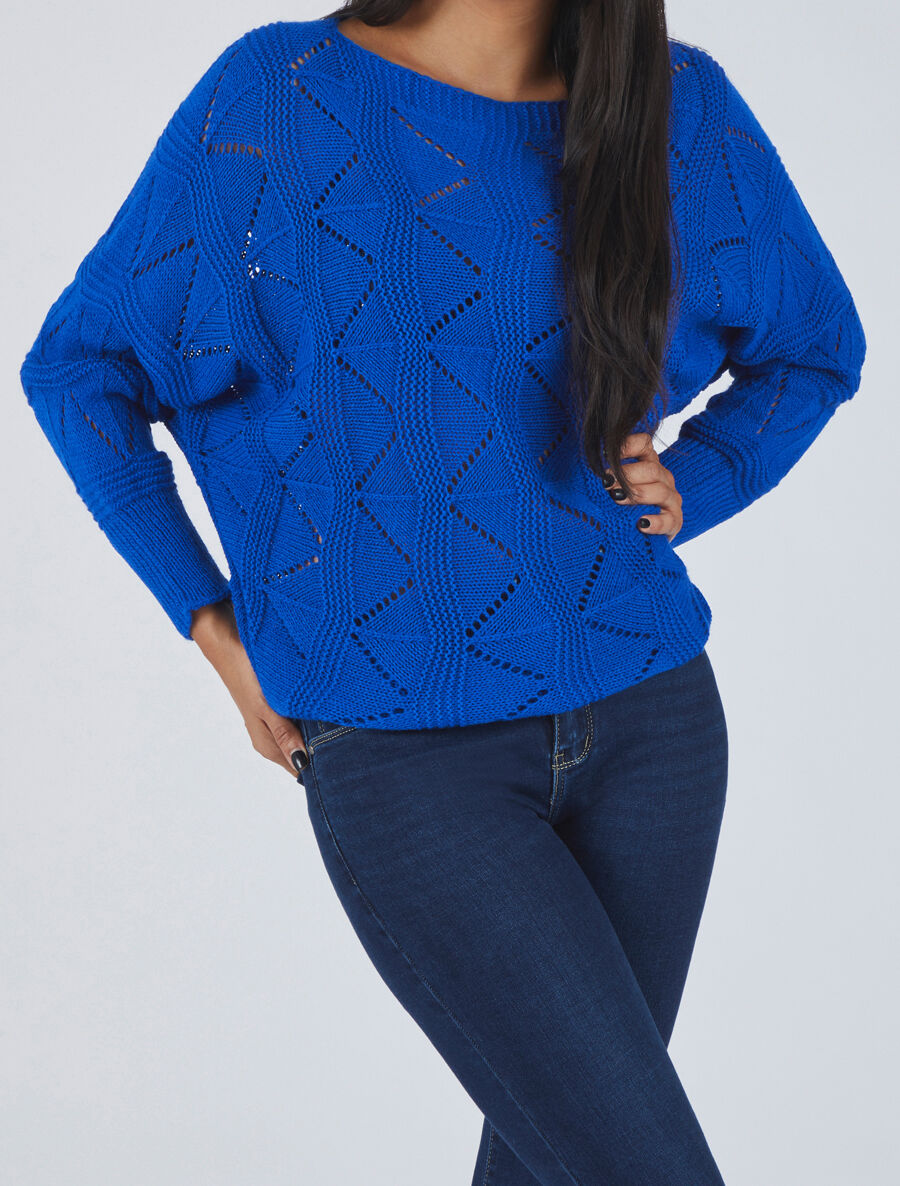 Pull en maille zigzag - Bleu électrique - 4