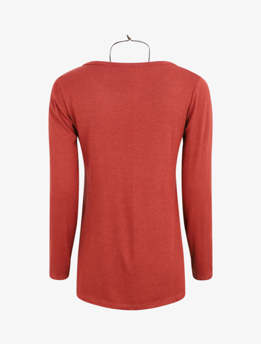 Pull uni à bas asymétrique - Terre de sienne - 2