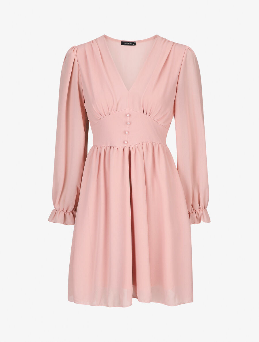 Robe courte patineuse en voile - Rose pâle - 5