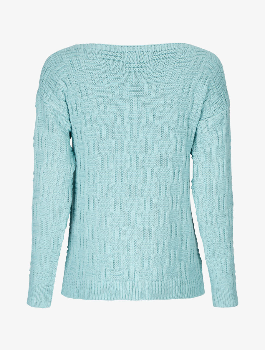 Pull uni en maille à imprimé graphique - Turquoise - 2