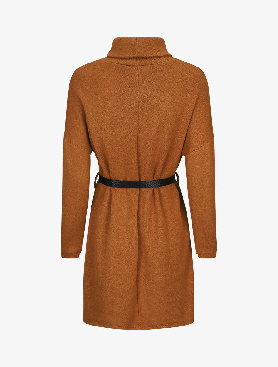 Robe pull à col roulé - Camel - 2
