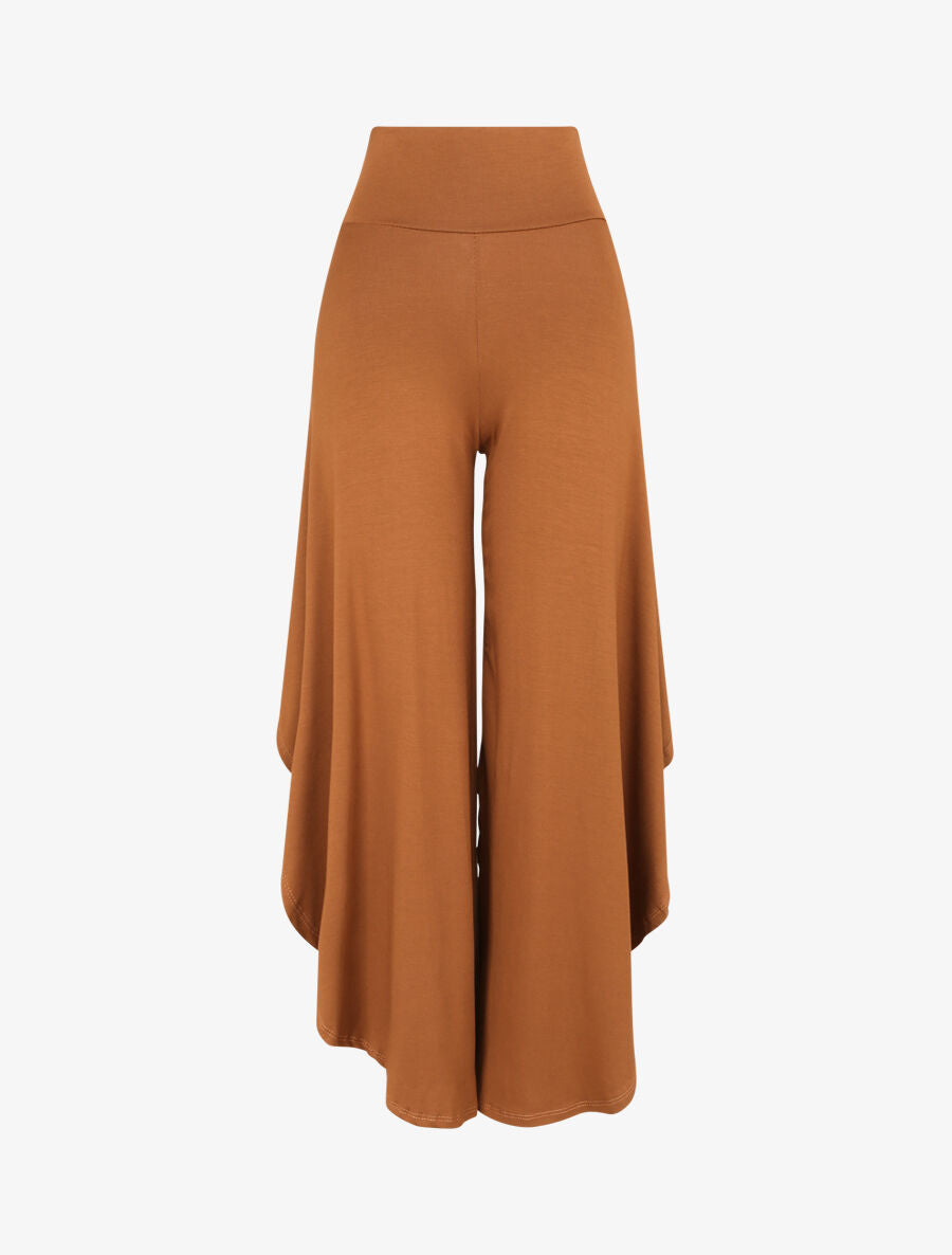 Pantalon ample à bords asymétriques - Camel - 5
