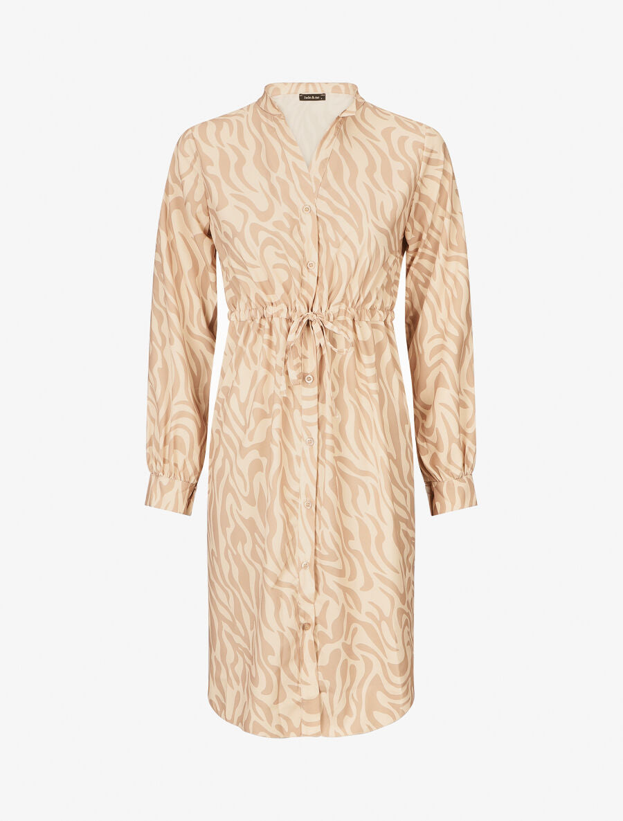 Robe chemise à imprimé abstrait - Beige - 1