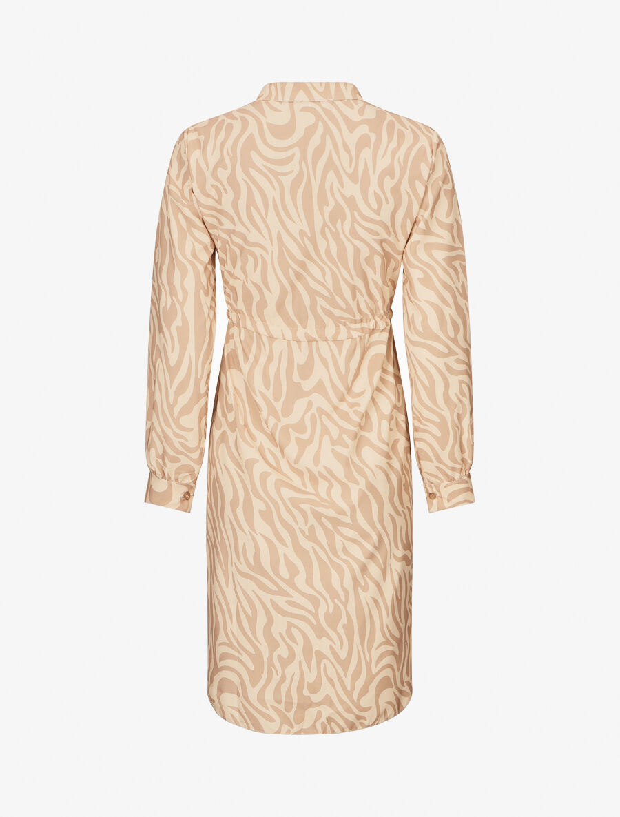Robe chemise à imprimé abstrait - Beige - 2