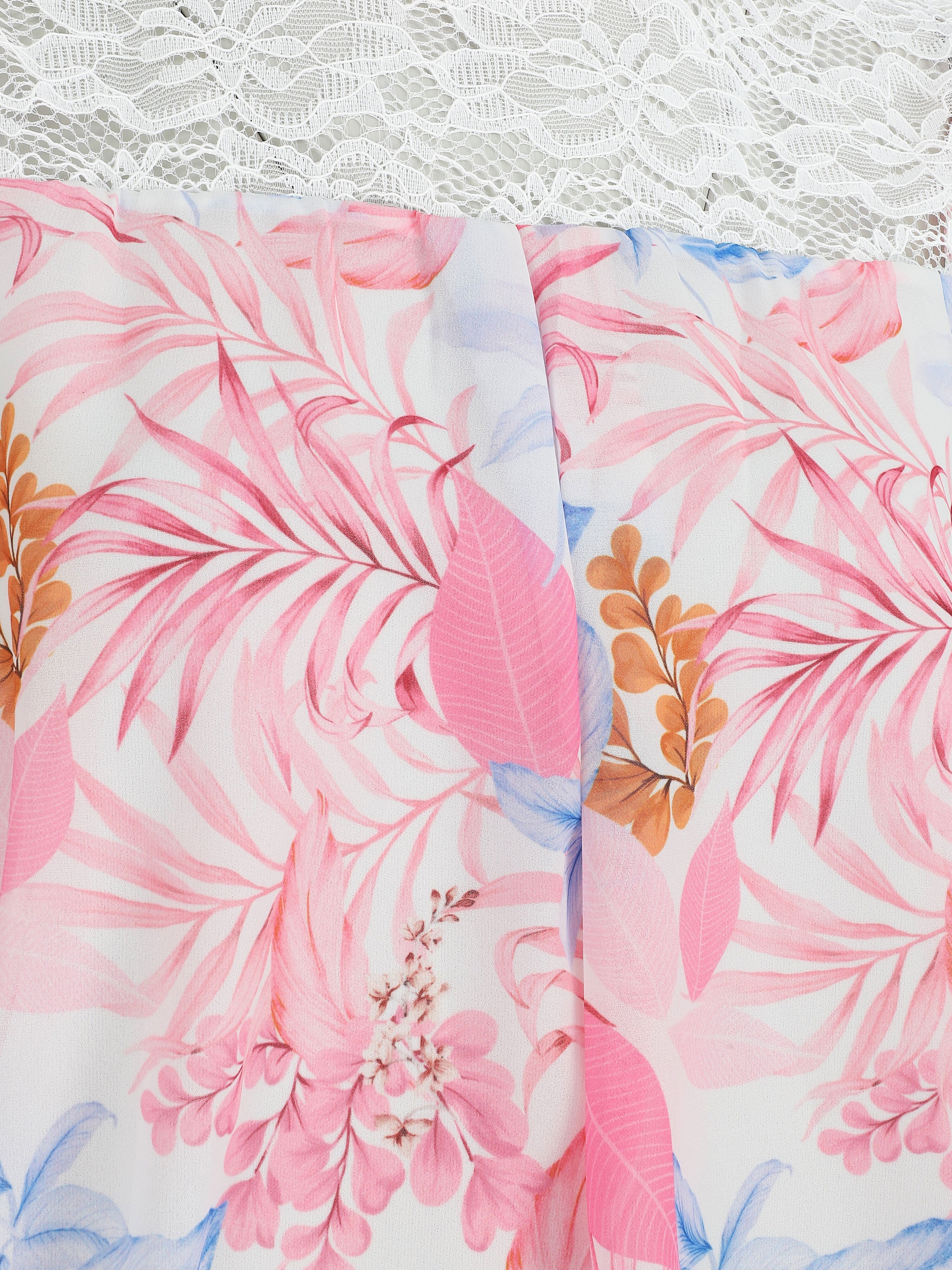 Blouse en voile imprimé tropical - Blanc - 3