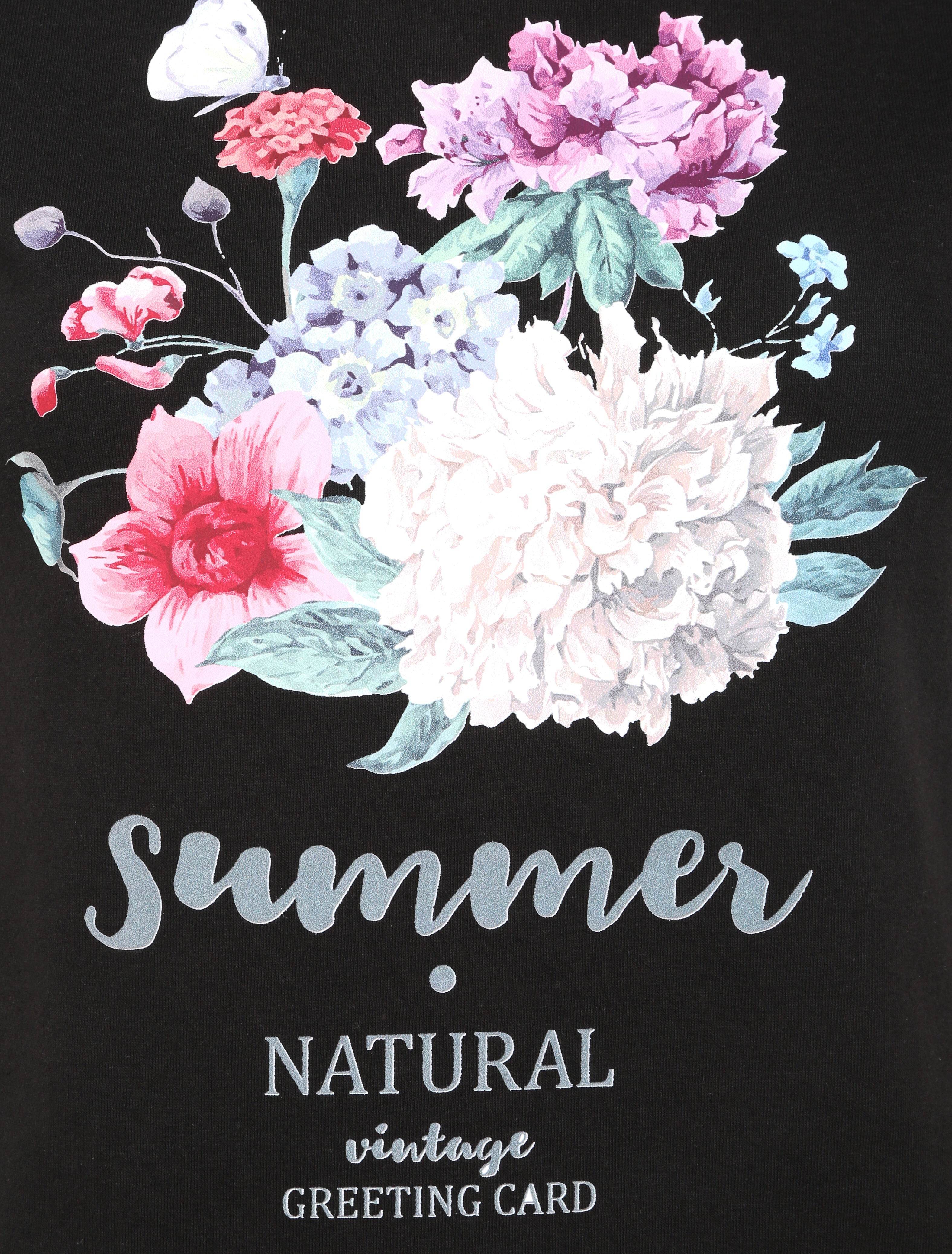 T-shirt à motif bouquet de fleurs - Noir - 3