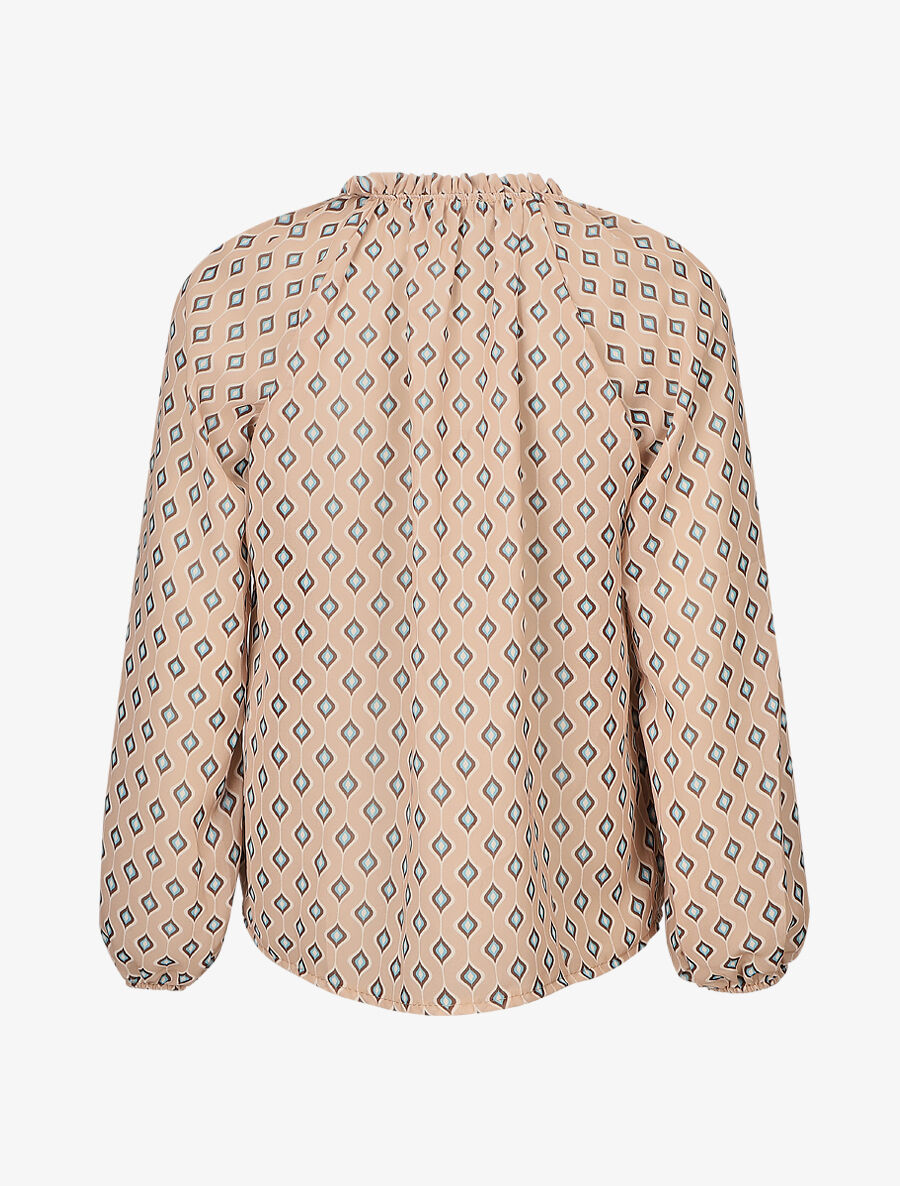Blouse vaporeuse à imprimé rétro - Beige - 2
