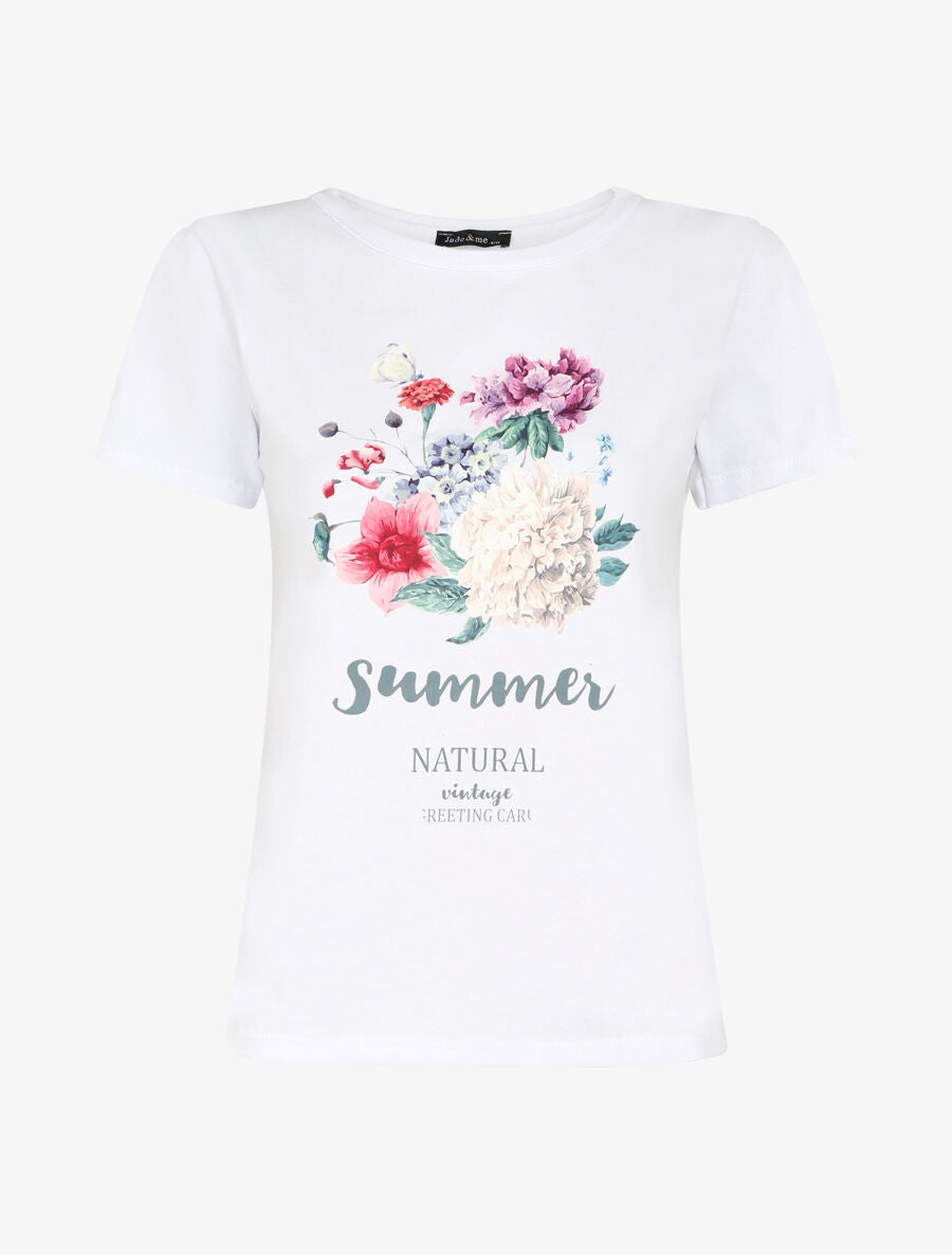 T-shirt à motif bouquet de fleurs - Blanc - 4