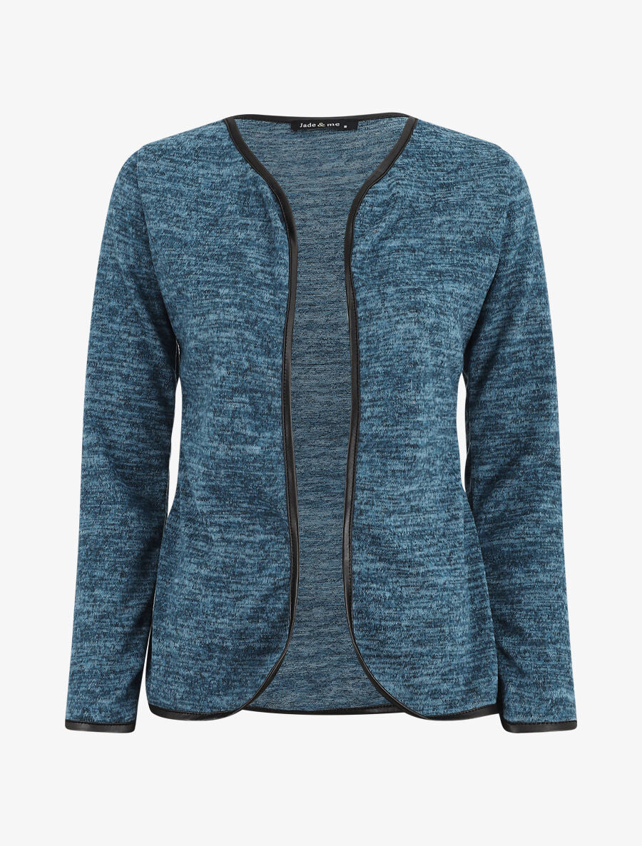Gilet chiné à liseré texturé - Bleu canard - 1