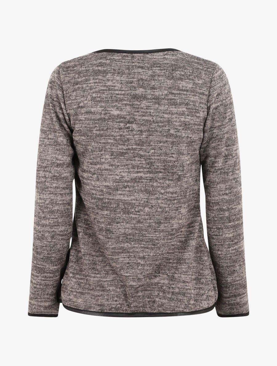 Gilet chiné à liseré texturé - Taupe - 2
