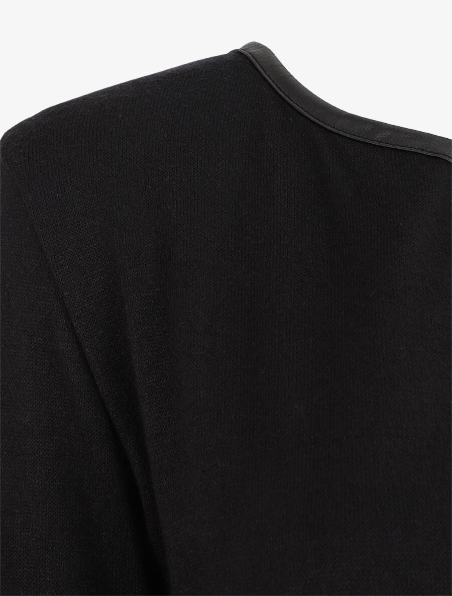 Gilet uni à liseré texturé - Noir - 3